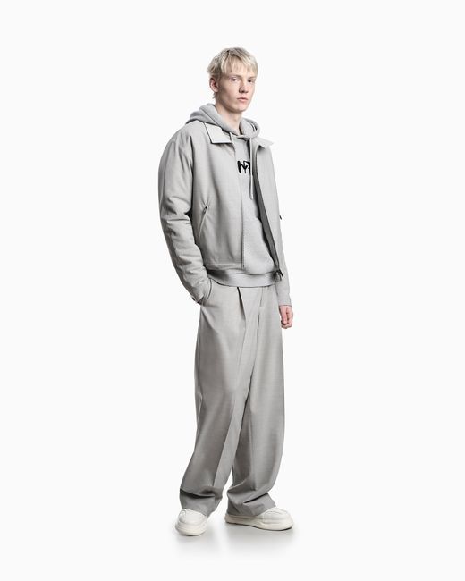 Emporio Armani Gray Trousers With Pleats And Belt for men