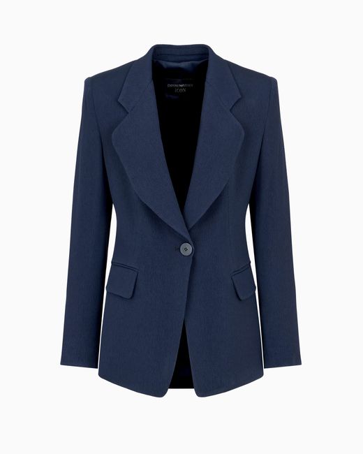 Emporio Armani Blue Icon Canneté Cady Blazer