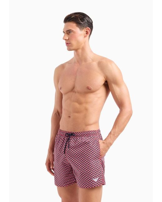 Bañador Modelo Pantalón Corto Con Motivo Pequeño De Logotipo Emporio Armani de hombre de color Purple