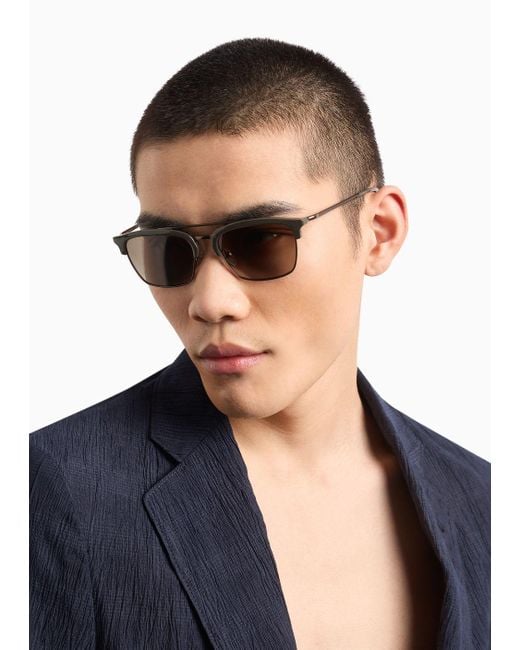 Emporio Armani Green Rectangular Sunglasses for men
