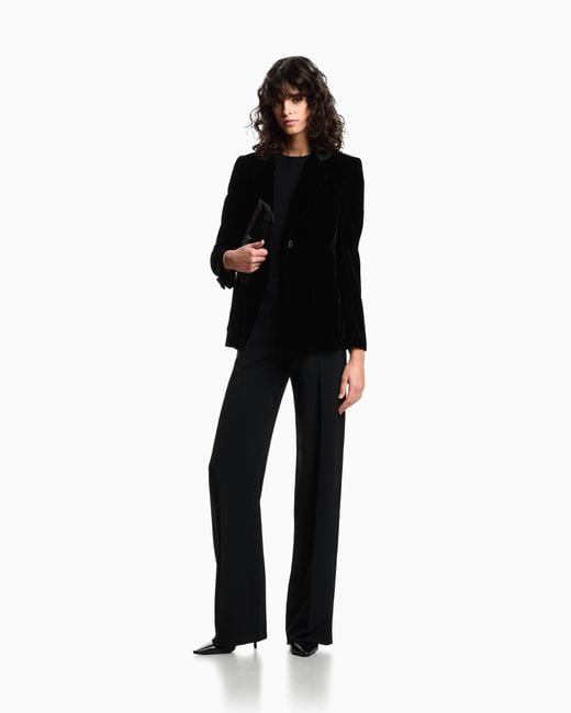 Emporio Armani Black Palazzo Trousers Essential