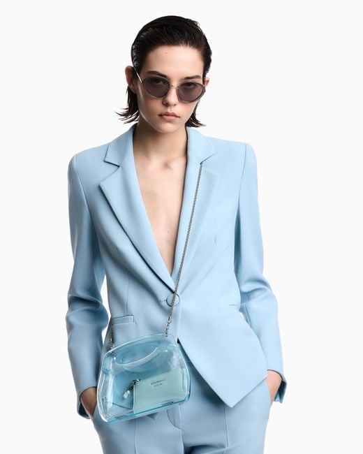 Emporio Armani Blue Pvc Clutch Bag With Shoulder Strap