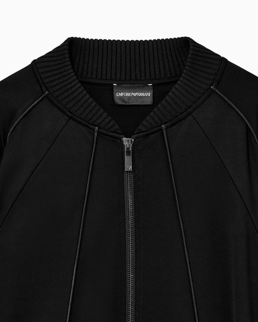 Emporio Armani Black Punto Milano Jersey Blouson Jacket With Drawstring Hem
