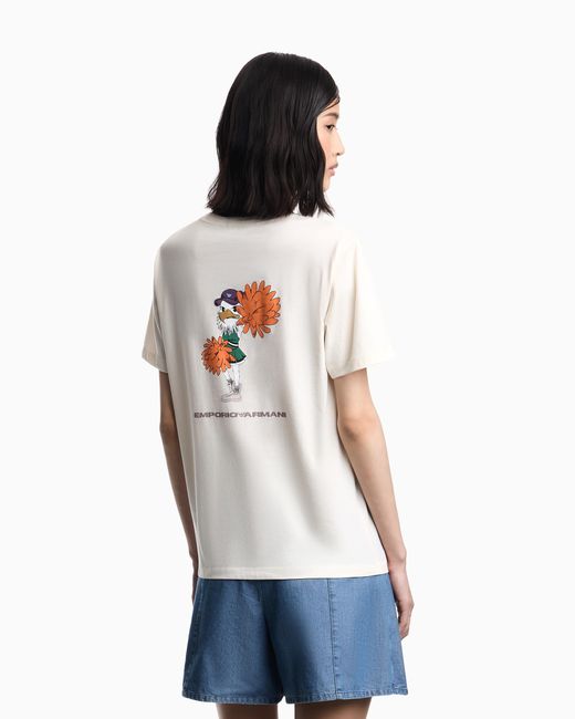 Emporio Armani White Eagle Club Jersey T-Shirt With Print
