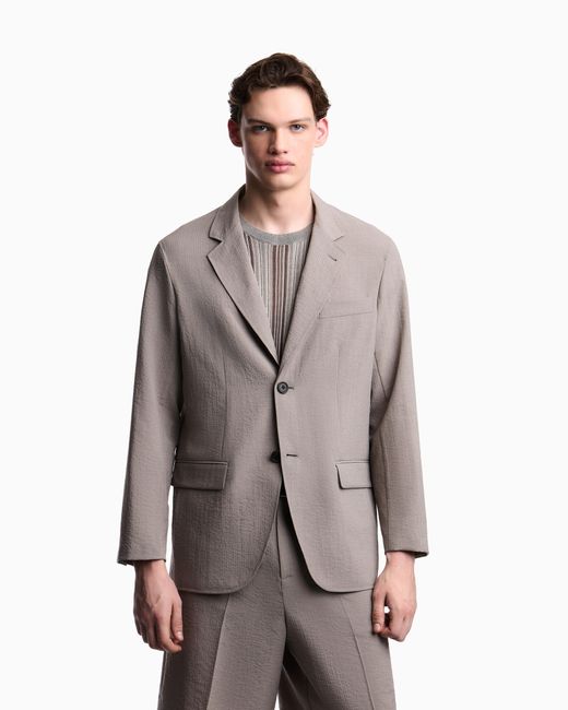 Emporio Armani Gray Single-Breasted Jacket for men