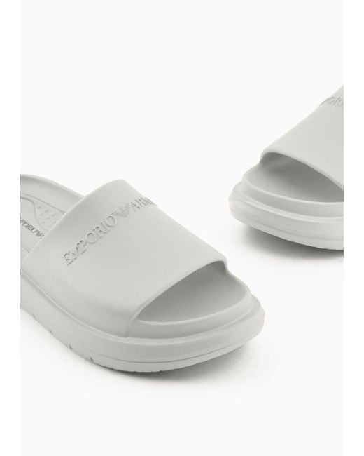 Emporio Armani White Eva Monobloc Sandals for men