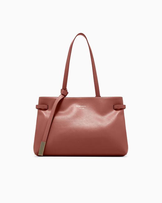 Emporio Armani Red Smooth Leather Shoulder Bag