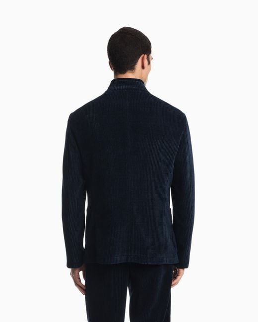 Emporio Armani Blue Signature Capsule Collection Ribbed Chenille Jacket for men