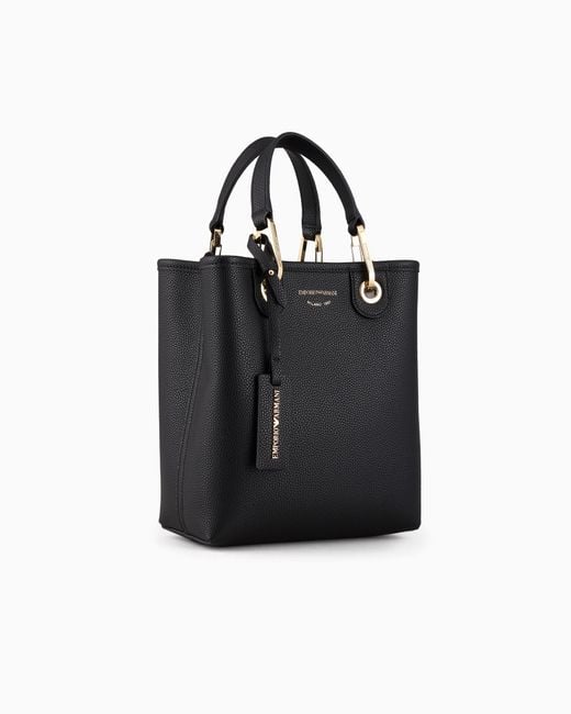 Emporio Armani Black Deer-Print Myea Vertical Shopper Bag