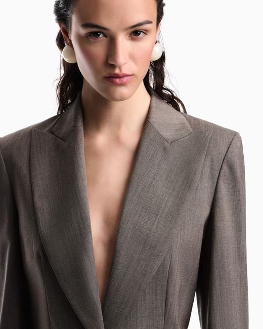 Emporio Armani Brown Light Wool Single-Breasted Jacket