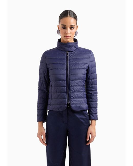 Emporio Armani Blue Asv Water-repellent Recycled-nylon Quilted Jacket