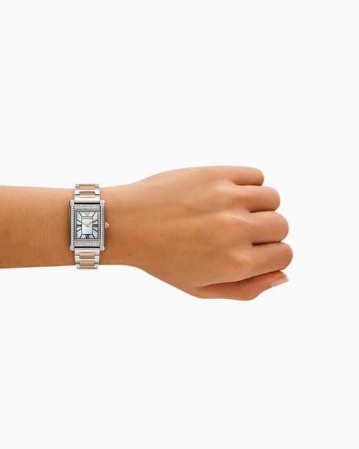 Emporio Armani White Two-Hand Two-Tone Stainless Steel Watch