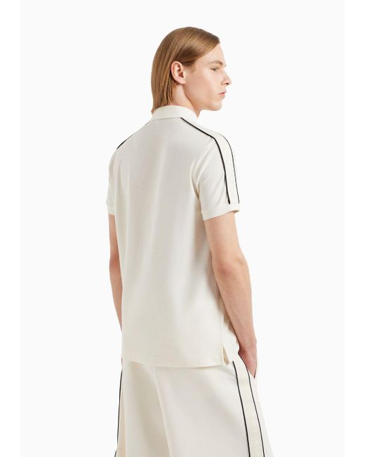 Emporio Armani White Jersey Polo Shirt With Logo Tape for men