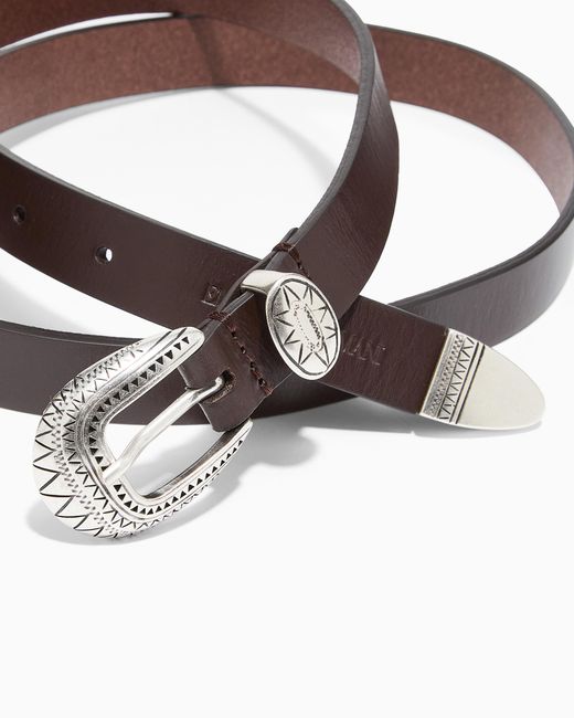Emporio Armani White Leather Belt With Embossed Buckle for men