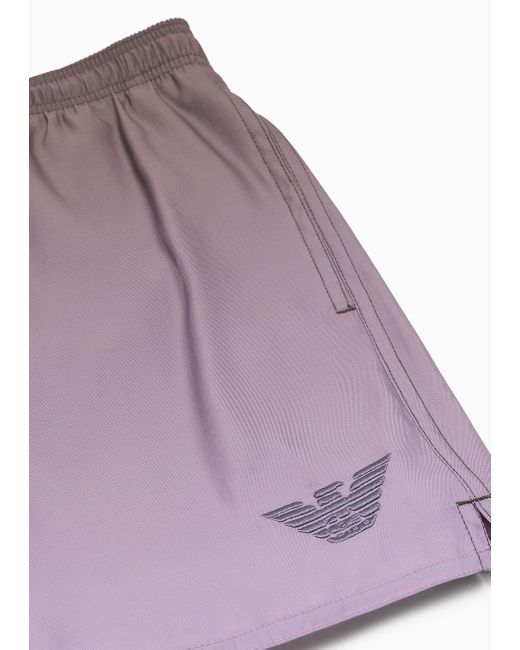 Bañador Modelo Pantalón Corto De Tejido Iridiscente Estampado Emporio Armani de hombre de color Purple