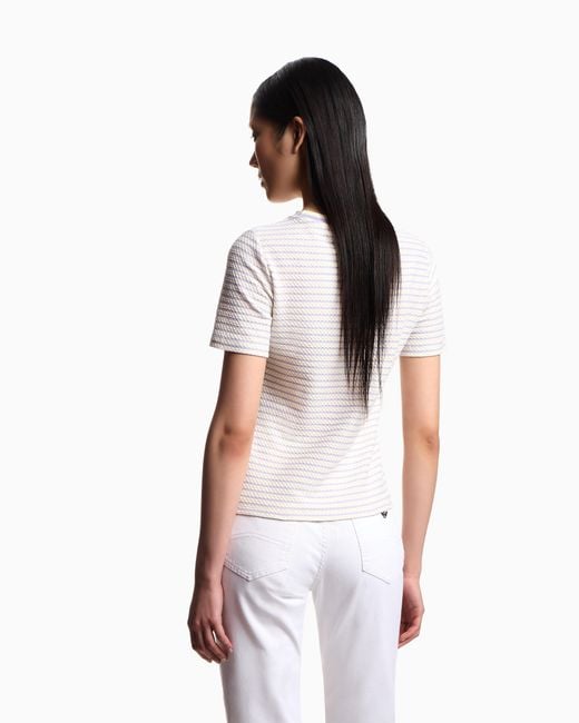 Emporio Armani White Stretch Jersey Jacquard Sweater
