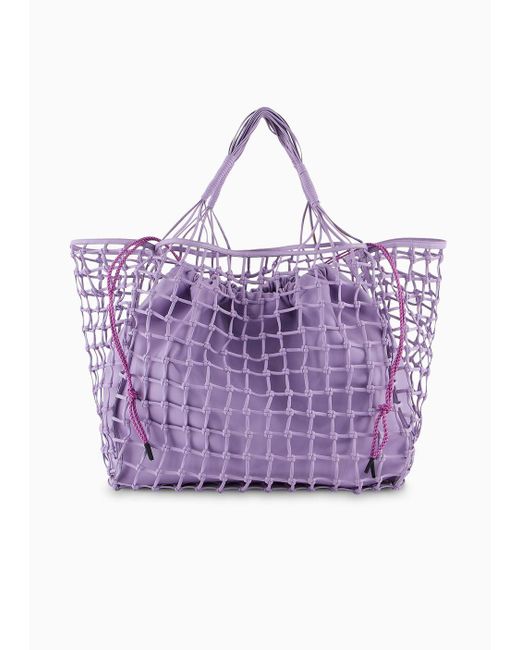 Maxibolso Shopper Con Efecto De Napa Trenzada Emporio Armani de color Purple