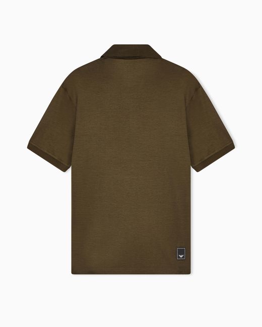 Emporio Armani Green Travel Essential Lyocell-Blend Jersey Polo Shirt for men