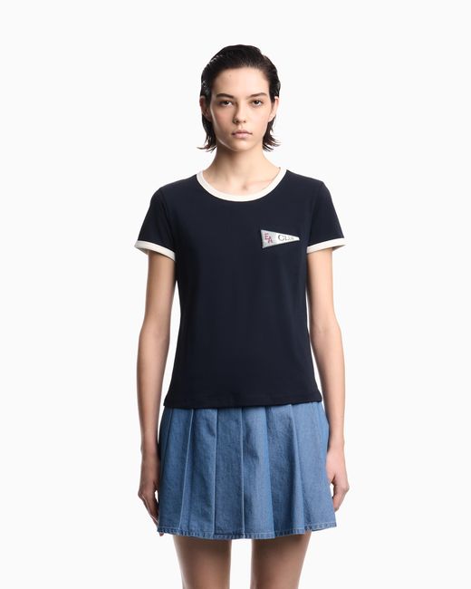 Emporio Armani Blue Eagle Club Jersey T-Shirt With Patch