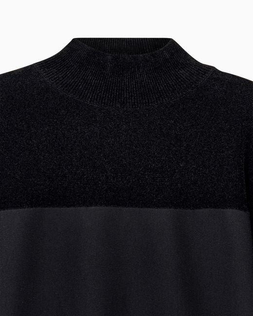 Emporio Armani Black Viscose Pullover With High Neck And Wide Sleeves