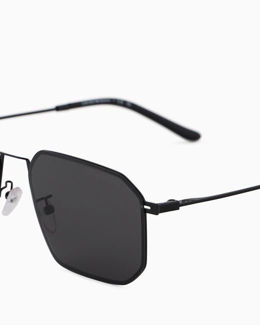 Emporio Armani White Irregular-Shaped Asian Fit Sunglasses for men