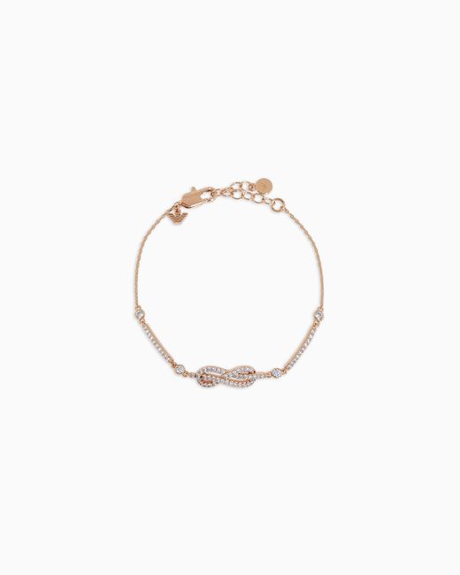 Emporio Armani White Rose-Tone Brass Station Bracelet