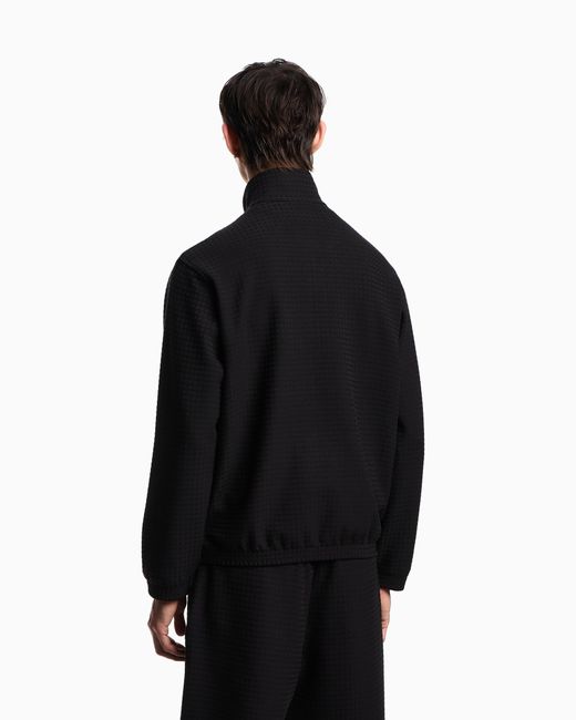 Emporio Armani Asv Jersey-Sweatshirt Mit Durchgehendem Reißverschluss, Gefertigt Aus Einer Lyocell-Mischung in Black für Herren