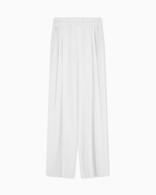 Emporio Armani White Wide Leg Trousers