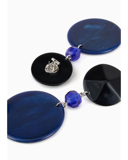 Emporio Armani Blue Round, Oversize Pendant Earrings