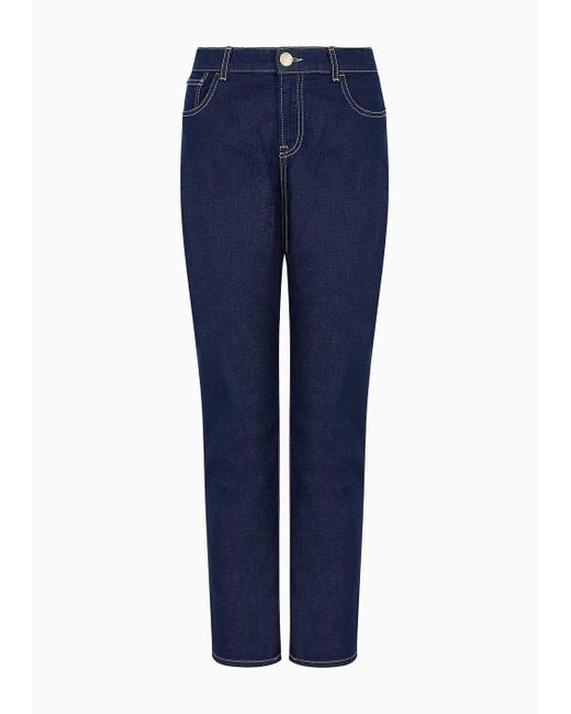 Emporio Armani Blue Jeans J36 Mit Mittelhohem Bund Und Geradem Bein Aus Rinse-denim