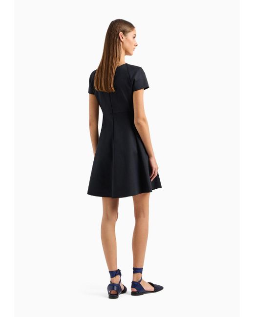 Emporio Armani Black Flared Cotton Dress With Full Skirt