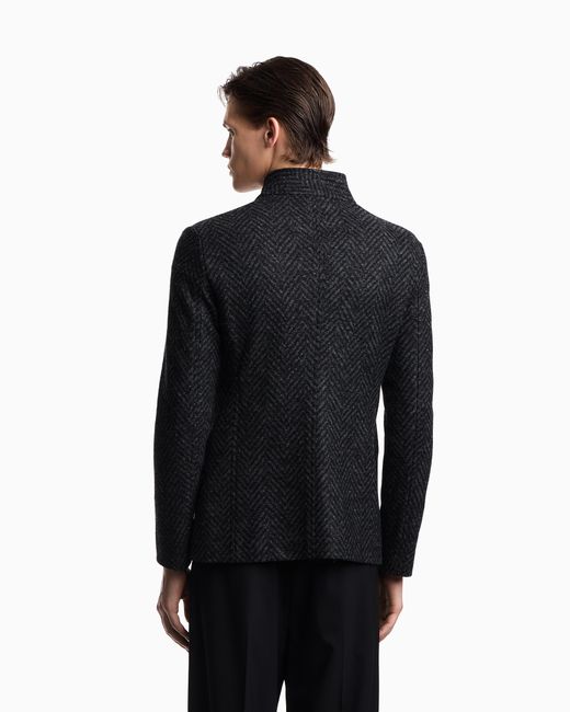 Emporio Armani Blue Guru-Collar Jacket for men