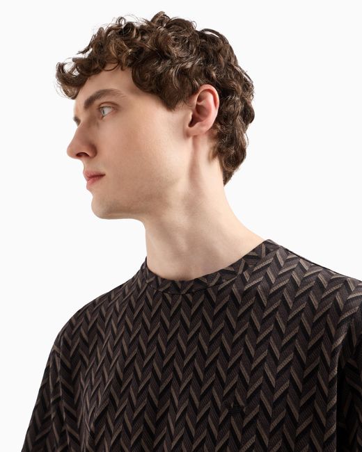 T-Shirt En Jersey Jacquard Icon Asv Emporio Armani pour homme en coloris Black