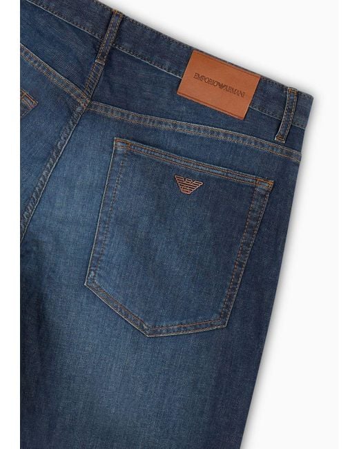 Emporio Armani J69 Locker Geschnittene Jeans Aus Leichtem Denim-canvas in Blue für Herren