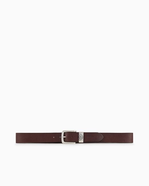 Emporio Armani White Leather Belt With Logo Buckle for men