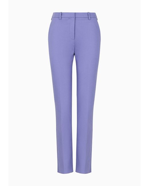 Emporio Armani Blue Couture Cotton-blend Slim-fit Trousers