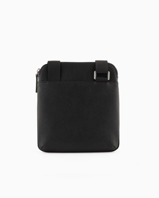 Bolso Bandolera Plano De Piel Saffiano Regenerada Con Placa De Águila Asv Emporio Armani de hombre de color Black