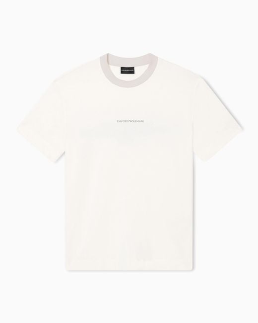 Emporio Armani White Heavy Jersey T-Shirt With Ea Generation Embroidery for men