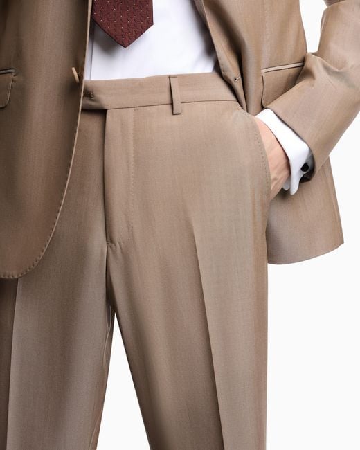 Emporio Armani Natural Single-Breasted Poplin Suit With A Solaro Effect for men