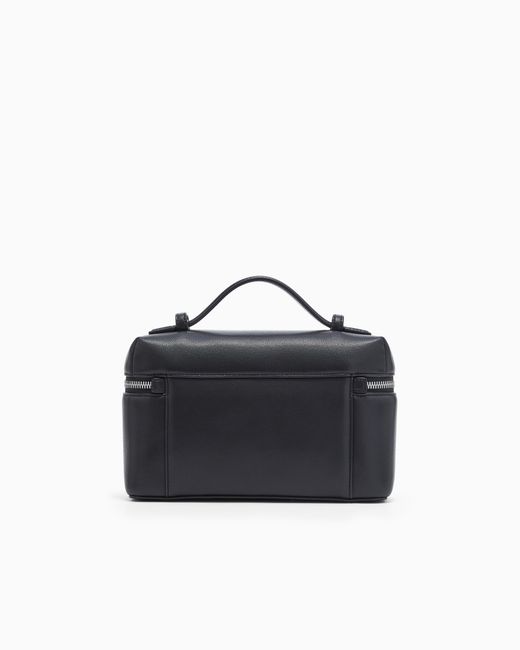 Emporio Armani Blue Nappa Leather Vanity Case With Shoulder Strap