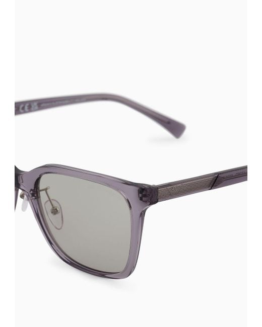 Emporio Armani Gray Square Sunglasses Asian Fit for men