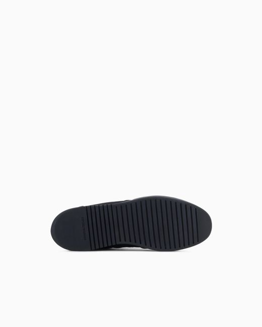 Emporio Armani Blue Nylon Sneakers With Leather Details for men