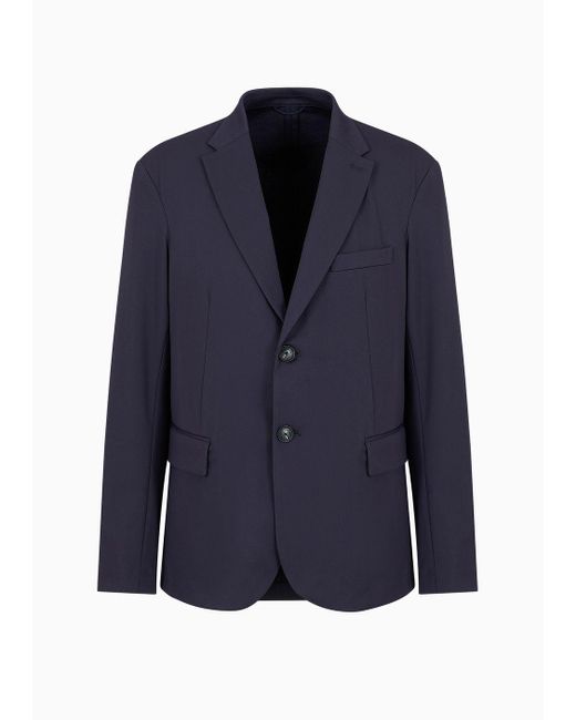 Emporio Armani Blue Travel Essentials Viscose Blend Jersey Blazer for men