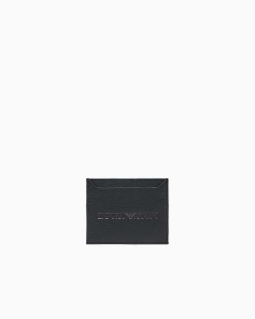 Emporio Armani White Tumbled Leather Card Holder for men