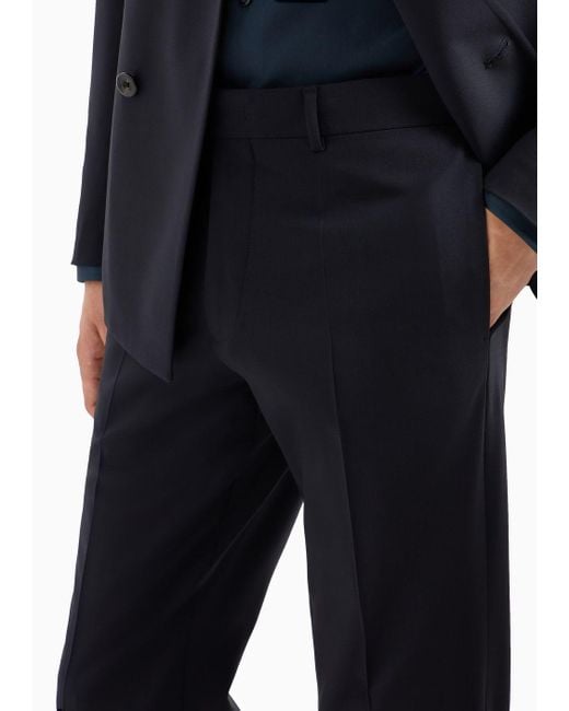 Emporio Armani Doppelreihiger Anzug Aus Bi-stretch-schurwollgewebe in Blue für Herren