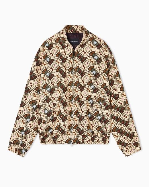 Emporio Armani Natural Gobelin Jacquard Blouson With Diamond Motif for men