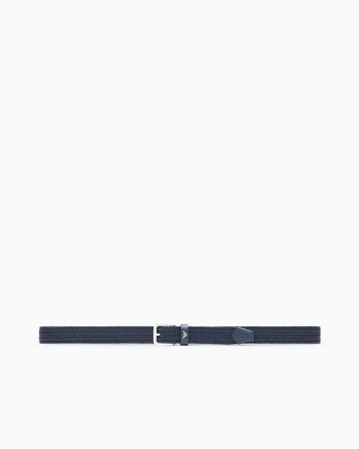 Emporio Armani Blue Woven-Leather Belt for men
