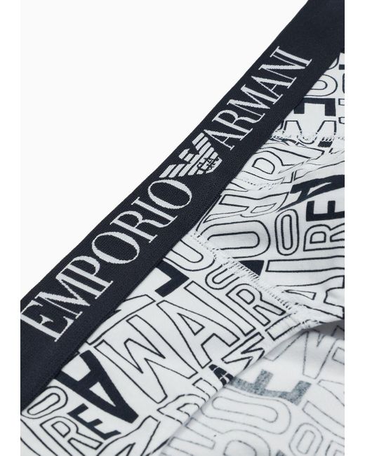 Slip Stampa Logo Bold All Over di Emporio Armani in White da Uomo