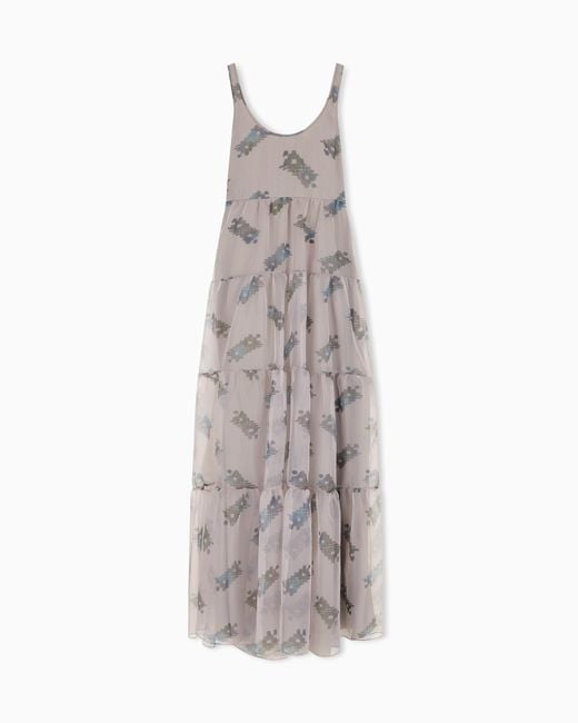 Emporio Armani White Long Flounced Dress