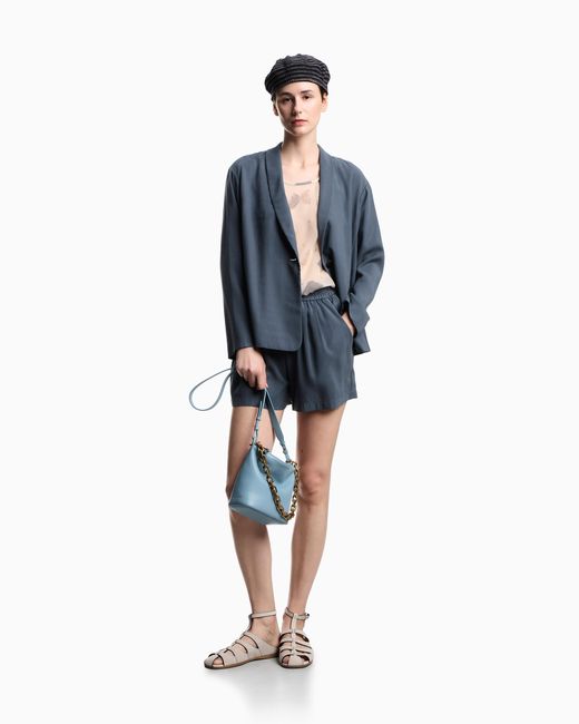 Emporio Armani Blue Washed Twill Shorts